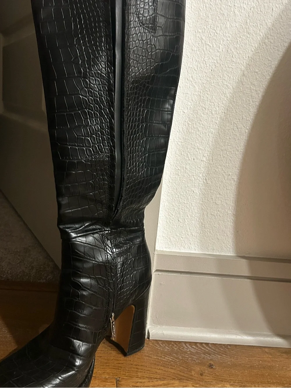 Circus by Sam Edelman Black Croc-Embossed Knee-High Women's Boots
